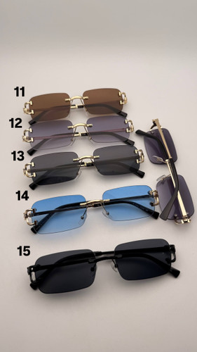 عینک آفتابی Rimless Cartier Style | فریم طلایی و مشکی | عدسی رنگی